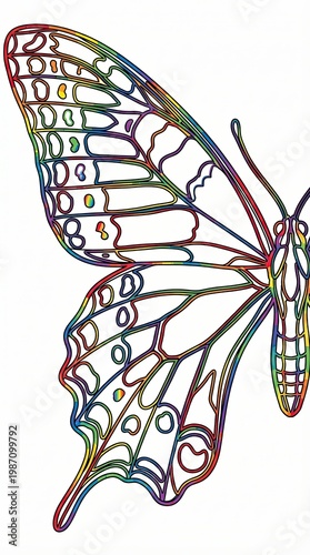 Colorful Line Art Butterfly Illustration