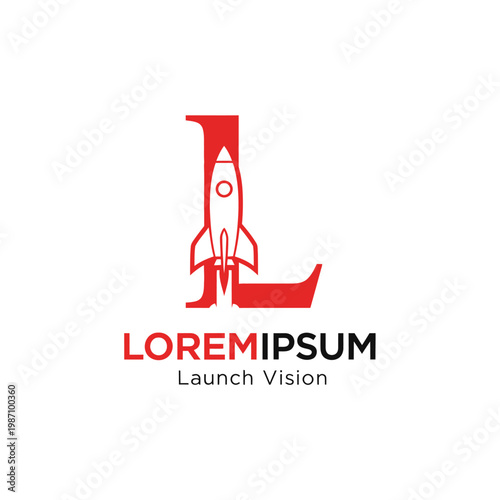Red rocket ship logo design element.