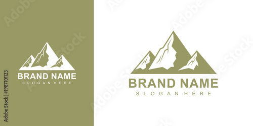 Mountain Range Logo Design on Green and White