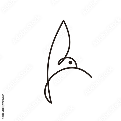 Minimalist Line Art Bird Logo Design Abstract Hummingbird or Dove Symbol