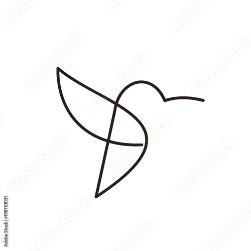 Minimalist One Line Art Hummingbird Logo Design