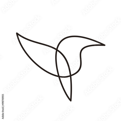 Continuous Line Art Flying Bird Silhouette Drawing - Minimalist Vector Graphic Design