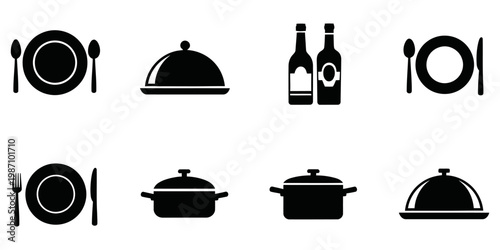 Restaurant Icons Set with Dining Elements