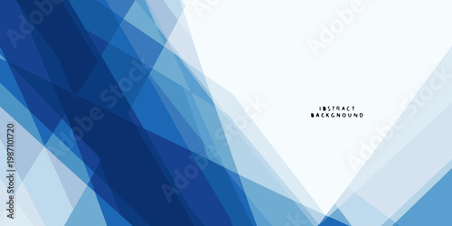Abstract geometric background with overlapping blue and white shapes