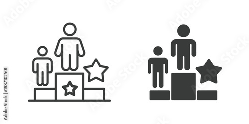 Competitors icon design vector, flat and line style, two opponents facing each other, rivalry and challenge symbol