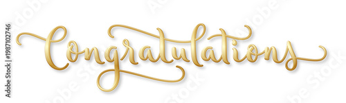 CONGRATULATIONS gold brush calligraphy banner with flourishes on transparent background