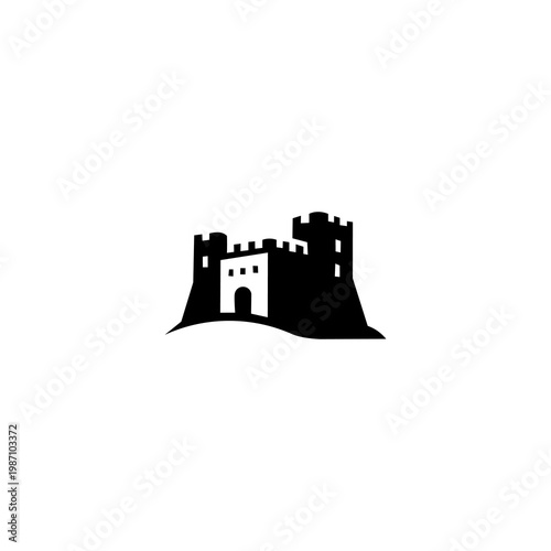 A majestic castle stands atop a hill in a serene landscape.