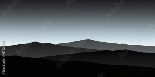 Abstract Silhouette of Mountains: A serene scene unfolds, showcasing the majestic silhouettes of mountain ranges against a gradient sky, evoking tranquility and the awe of nature.