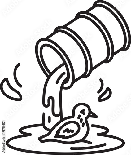 Oil spill environmental pollution icon with pollution, environment