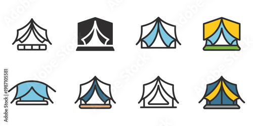 Event hosting icons set multiple style collection, editable stroke vector illustration