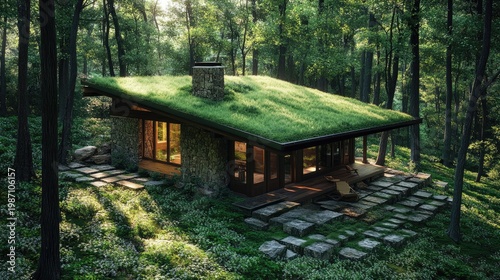 Eco-Friendly Cabin nestled in Verdant Forest