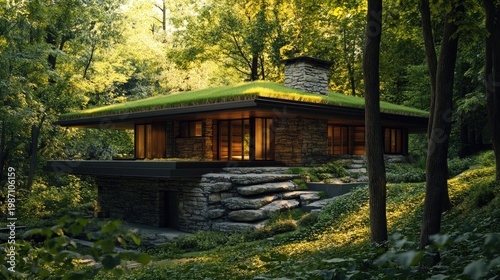 Serene Stone House nestled in Lush Forest