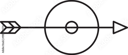 Arrow through circle target icon Vector Illustration on transparent background.