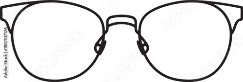 Stylish optical glasses vector line art design perfect for fashion accessory concepts and branding elements. Vector Illustration