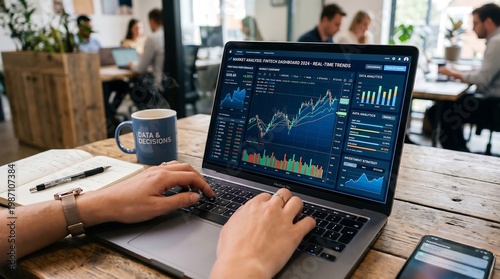 A software developer working at a multi-monitor setup, writing code and analyzing data dashboards at night, representing programming, cybersecurity, and modern tech workspace productivity.