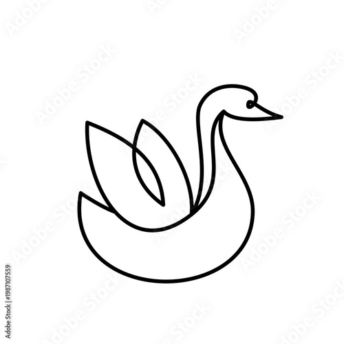 Minimalist One Line Art Drawing of an Elegant Swan Icon