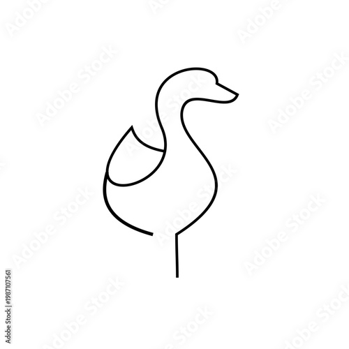 Minimalist Line Art Goose or Duck Vector Icon