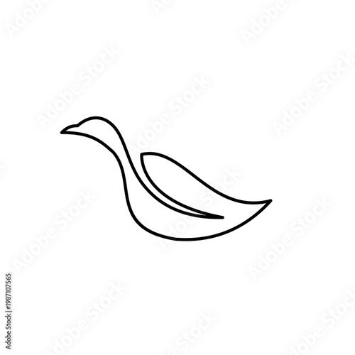Minimalist Line Art Swan Illustration on White Background