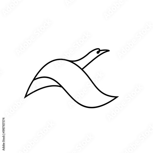 Minimalist Line Art Flying Bird Logo Icon