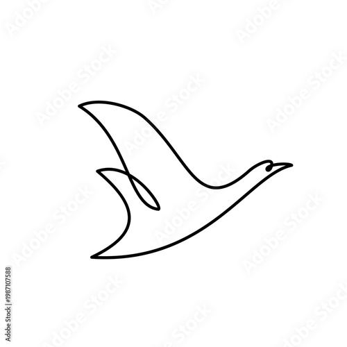 Minimalist Continuous One Line Art Drawing of a Flying Bird