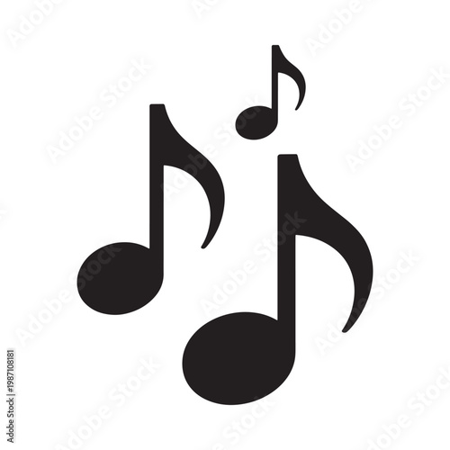 Black musical notes floating on a white background simple icon