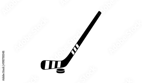 Hockey Stick Icon Black and White Minimal Sports Equipment Vector Illustration