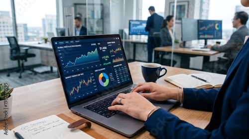 A software developer working at a multi-monitor setup, writing code and analyzing data dashboards at night, representing programming, cybersecurity, and modern tech workspace productivity.