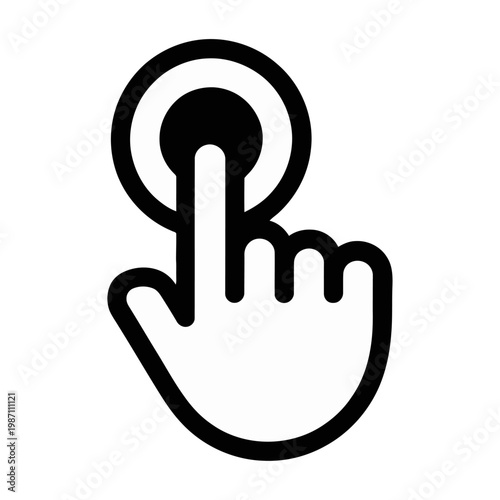 Bilde på lerret Vector of a hand pressing a round touch button
