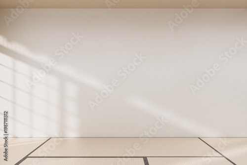 Modern japandi style with floor tatami japanese on white room bright minimal. 3D rendering