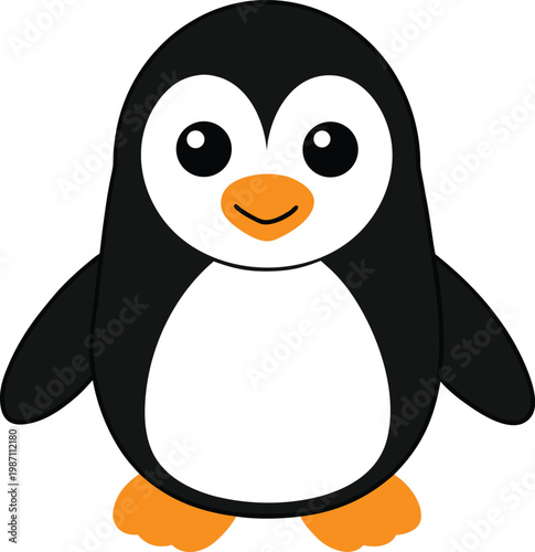 Adorable Smiling Baby Penguin Cartoon Illustration