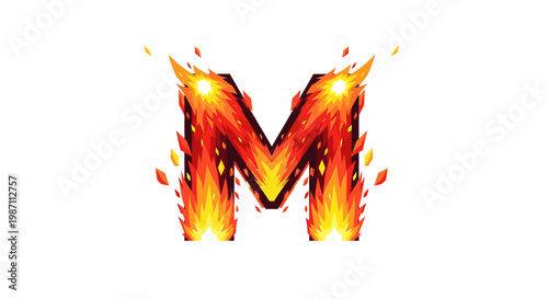 Flaming letter M logo symbol