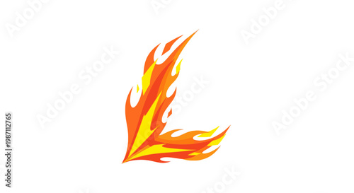 Vibrant orange and yellow flame graphic element