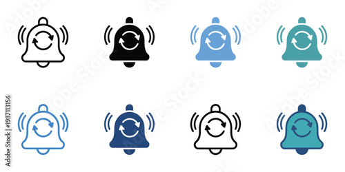 Renewal reminder icons set multiple style collection, editable stroke vector illustration