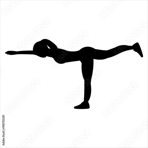 Airplane Balance Yoga Pose Silhouette with Horizontal Body Alignment and Extended Limbs