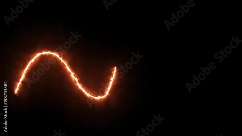 Fiery energy wave motion overlay abstract glowing curve animation fire