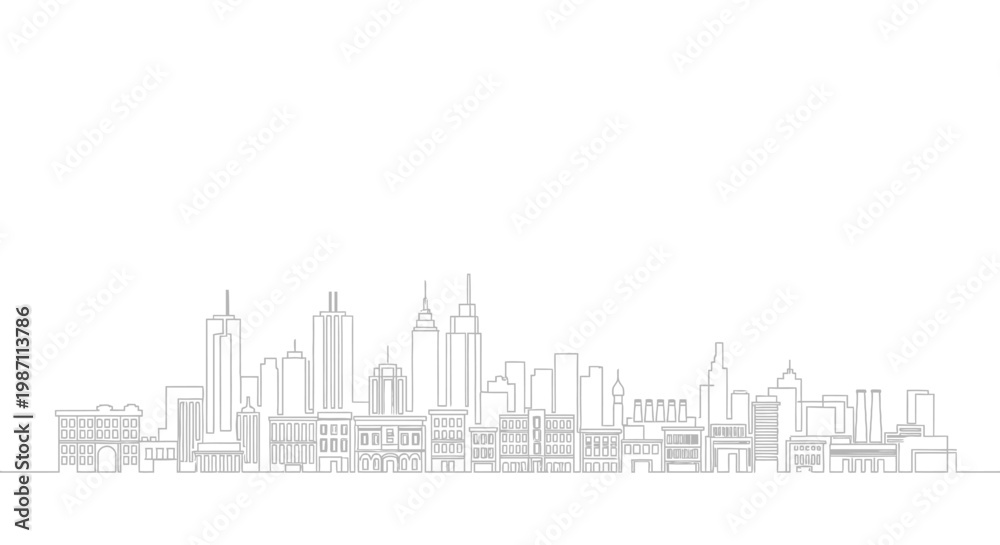 Naklejka premium Minimalist continuous line drawing of Melbourne city skyline.