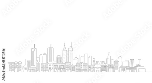 Minimalist continuous line drawing of Melbourne city skyline.