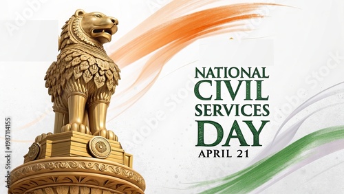 Ashoka Pillar symbol representing National Civil Services Day India pride.