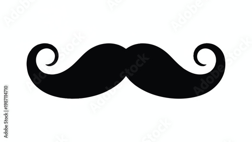curly black mustache icon on white background