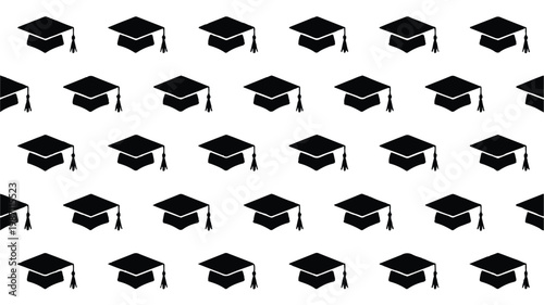 Graduation caps icons in a repeating pattern on white background