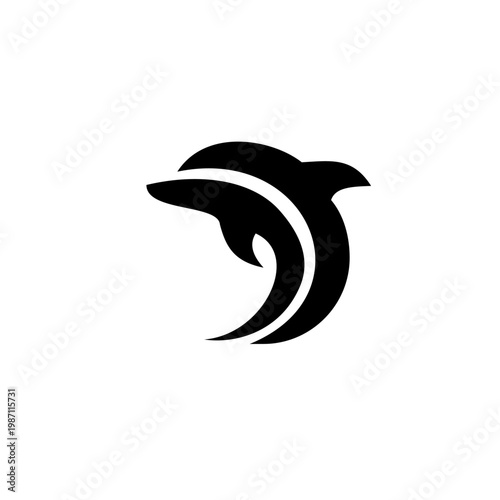 Modern Abstract Dolphin Whale Logo Design Silhouette