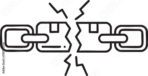 Broken chain link icon with disconnected connection security