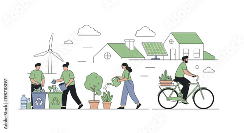 People engaging in eco friendly activities.