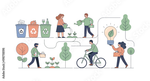 People engaging in eco friendly activities.