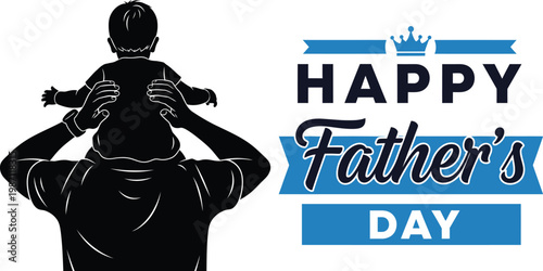 Happy father's day illustration a silhouette of a father and child