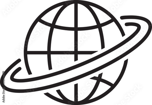 Planet earth globe icon with planetary ring astronomy universe