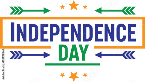 Independence day graphic with arrows and festive colors