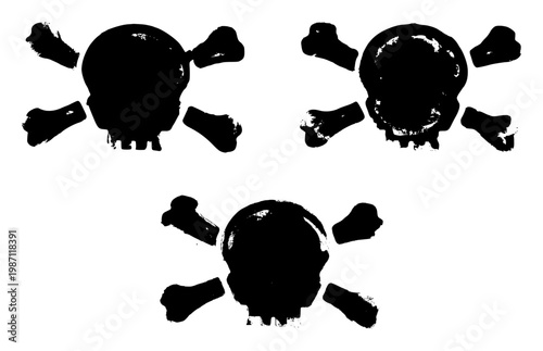 Skull And Crossbones Grunge Stencil Design Element Vector