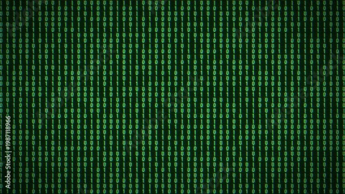 マトリックス風の緑色のデジタル的な数字の背景画像