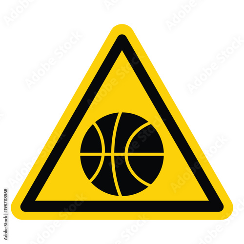 Caution Basketball Ahead - Warning Sign for Sports Area Safety
